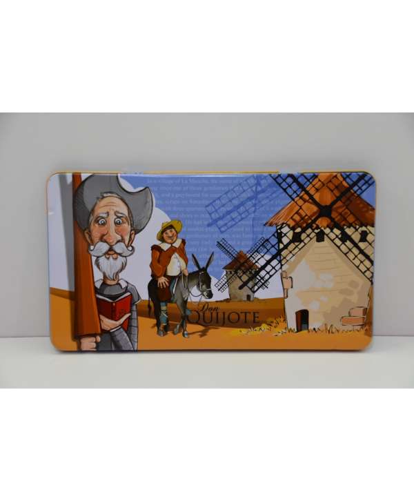 Original Caja Metálica de Lápices de Colores Diseño Quijote II Cierre Seguro Regalo Adecuado para Niños Formato Bicolor 