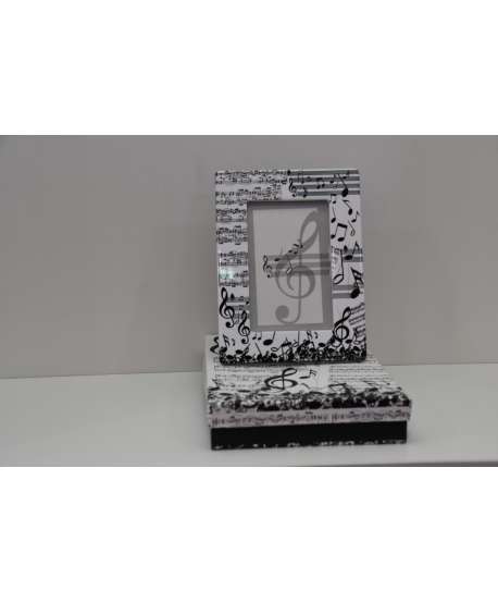 Portafoto 10x15 de música blanco y negro (cerámica)